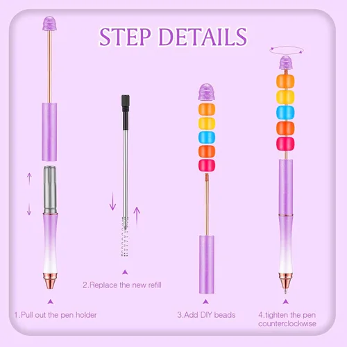 Miniatura 3 de Chivao 20 bolígrafos de metal con cuentas, varios colores, con 40 repuestos, tinta negra para niños, mujeres, estudiantes, regalo, oficina, escuela
