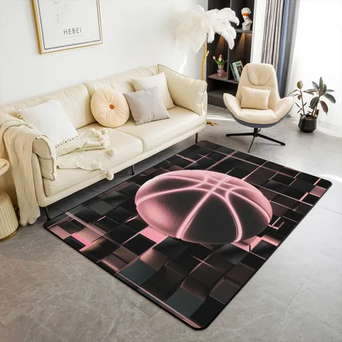 Miniatura 14 de Erosebridal Tapete de fútbol para interiores de 3 x 5 pulgadas, alfombra de fútbol neón para niños, adolescentes, hombres, brillantes, geométricas