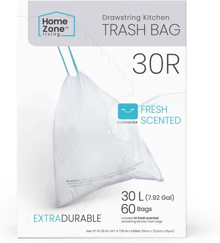 Miniatura 9 de Home Zone Living - Bolsas de basura de cocina de 8 galones con asas de cordón, diseño personalizado resistente para botes de basura de cocina Código