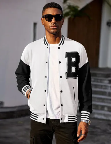 Miniatura 2 de COOFANDY Chaqueta Varsity para hombre, ajuste regular, casual, letterman, béisbol, bomber