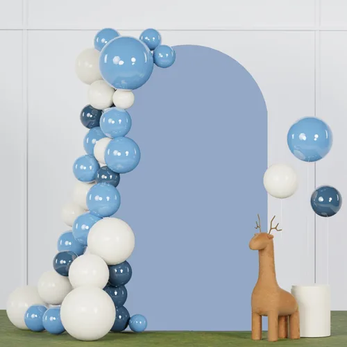 Miniatura 7 de FANPROMS Cubierta para Arco de Boda 6 Pies Azul Polvoriento Cubierta de Fondo de Arco Chiara Spandex Cubiertas de Arco Tela Elástica para Marco Beige
