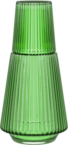 Miniatura 10 de American Atelier Juego de 2 jarras de agua de vidrio acanalado de 30 onzas con vaso, juego de 2 – boquilla fácil de verter de 10 pulgadas, taza