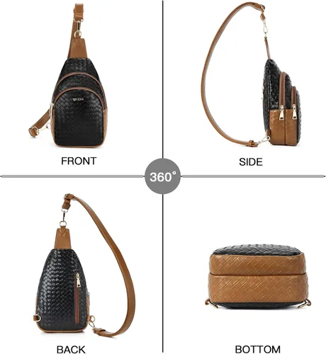 Miniatura 167 de Telena Riñonera pequeña para mujer, de cuero, cangureras, bolsa de pecho para mujer