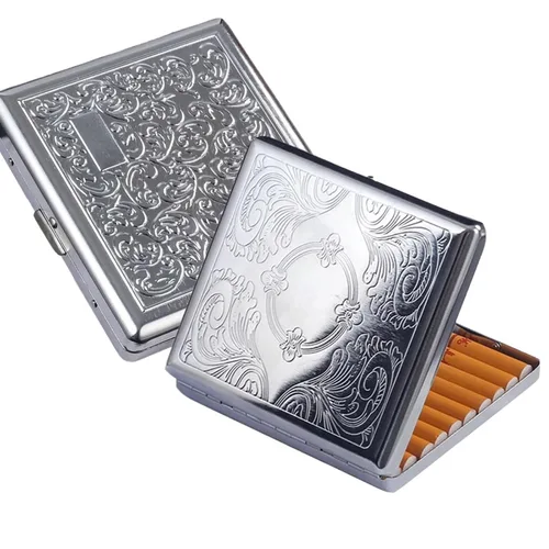 Miniatura 9 de 2 fundas de cigarrillos estilo victoriano de metal para tarjetas de crédito regular, retro, bolsillo de seguridad, capacidad para 20 palitos