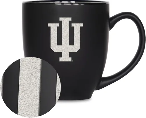 Miniatura 369 de Rico Industries - Taza de cerámica mate negra con grabado láser estándar de 15oz para NCAA (escuelas T & U) - Para bebidas calientes o frías