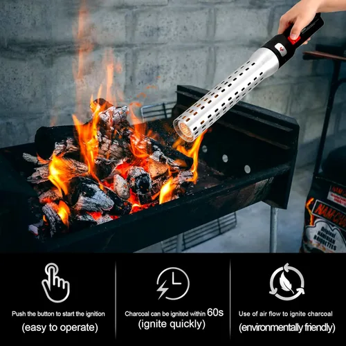 Miniatura 5 de GGC Encendedor eléctrico de carbón para ahumadores de huevos verdes grandes, barbacoas, parrillas, chimeneas de leña y pozos de fuego
