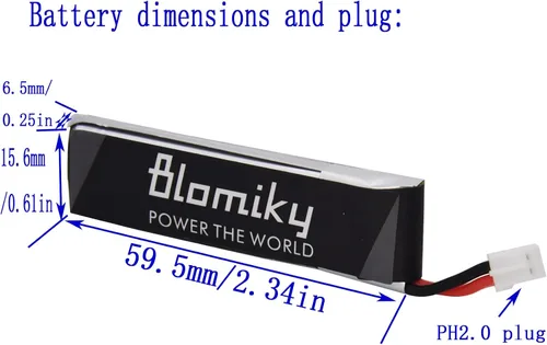 Miniatura 4 de Blomiky Paquete de 4 baterías Lipo 1S 3.8V 450mAh 80C con enchufe PH2.0 compatible con S Free Style RC Quadopter Drone / F4 4
