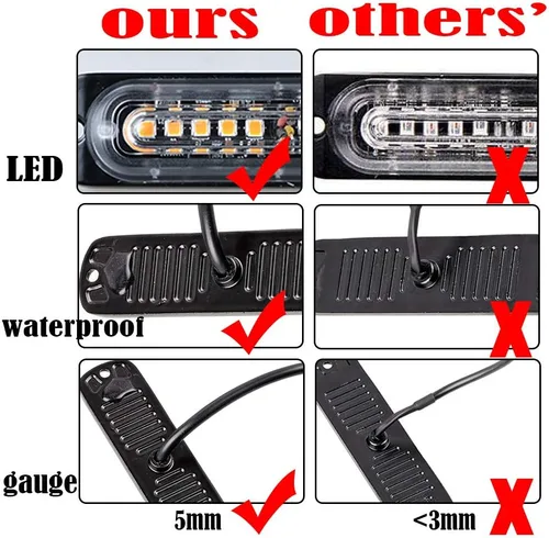 Miniatura 8 de CORP 100X ámbar blanco 10-LED emergencia faro advertencia peligro flash intermitente luz estroboscópica coche camión remolque 12 V 24 V
