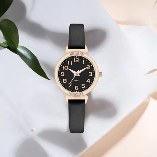Miniatura 5 de NUOVO - Reloj deportivo de silicona para mujer con correa de piel con cristales, pantalla analógica