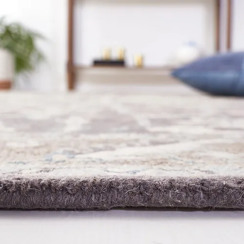 Miniatura 4 de SAFAVIEH Blossom Collection - Alfombra decorativa, 2 x 3 pies, gris oscuro y marrón claro, lana hecha a mano, ideal para zonas de alto tráfico