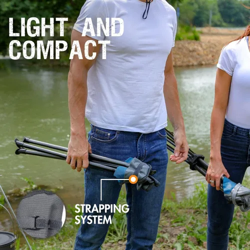 Miniatura 6 de Portal - Taburete de camping plegable portátil, trípode plegable con asiento para senderismo, caza, caminata, pesca, viajes al aire libre con Azul