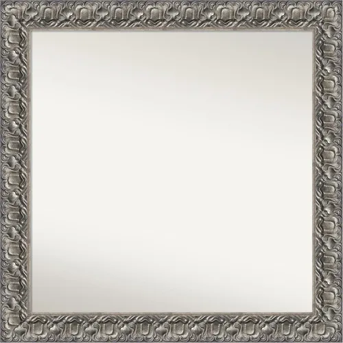 Miniatura 272 de Amanti Art Espejo de baño plateado para sobre fregadero, 26 x 26 pulgadas, espejo cuadrado de níquel pulido, marco de madera tradicional mediano, se
