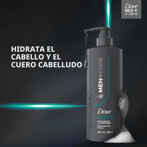 Miniatura 4 de Dove Men+Care - Champú 2 en 1 + acondicionador 1 unidad de defensa contra la caspa para hidratar el cabello y el cuero cabelludo, con piritiona