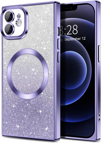 Miniatura 12 de Hython Funda para iPhone 13 Pro transparente con purpurina magnética [compatible con MagSafe] Protector completo de lente de cámara delgado