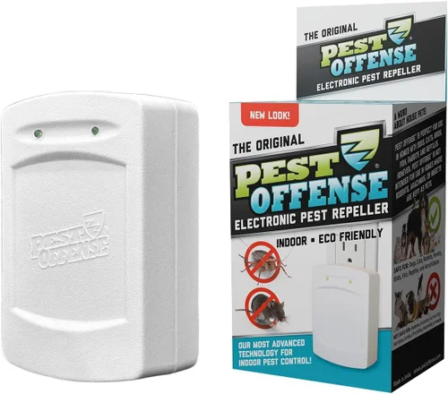 Repelente Electrónico de Plagas PEST OFFENSE New Look 2025 Mejorado para Control de Plagas en Interiores de Ratones, Ratas, Roedores, Cucarachas