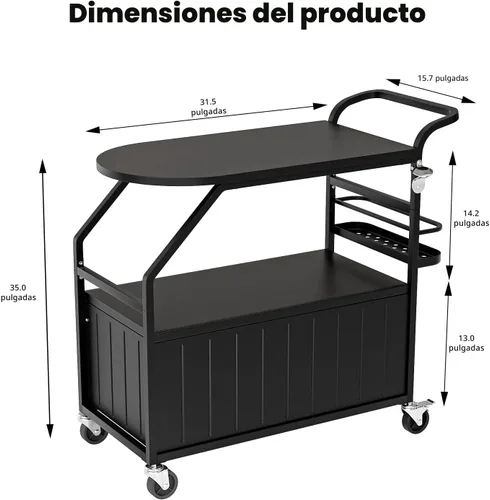 Miniatura 6 de VINGLI Enfriador de patio, baúl de hielo con mesa, abridor de botellas, enfriador al aire libre para fiesta, terraza, piscina Negro