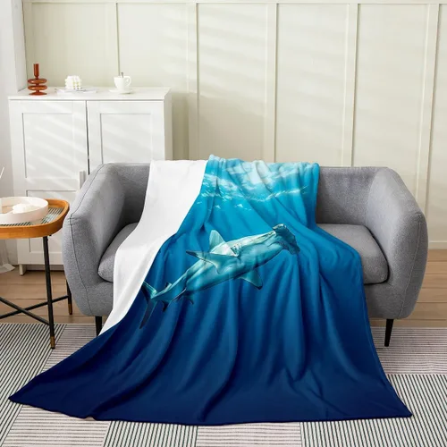 Miniatura 14 de Erosebridal Hammerhead Shark Flannel Blanket 40x50 Marine Life Fuzzy Plush Throw for Sofa Couch Hammerhead Shark Lover Gifts Ocean Sealife Fleece