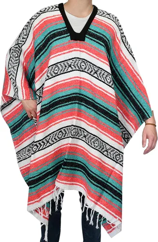 Miniatura 119 de Artisans Bazaar Poncho tradicional mexicano de Baja para hombres y mujeres, auténtico sarape de Gaban, manta de vaquero Pancho Jorongo