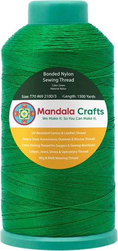 Miniatura 209 de Mandala Crafts - Hilo de nailon para coser cuero, tapicería, mezclilla y para trenzar el pelo; resistente, 1500 yardas, tamaño 69 T70 Marrón