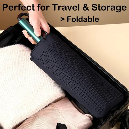 Miniatura 4 de 2 bolsas profesionales de silicona resistente al calor para rizador, plancha plana y otras herramientas calientes, alfombrilla de viaje portátil