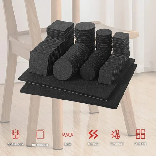 Miniatura 7 de 48 almohadillas de fieltro para muebles, almohadillas cuadradas de 0.63 pulgadas, protectores de suelo autoadhesivos antiarañazos para pies