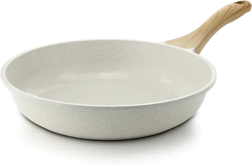Miniatura 25 de SENSARTE Sartén antiadherente de cerámica de 8 pulgadas, sartén saludable no tóxica, sartén para tortilla compatible con inducción con mango Blanco