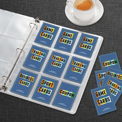 Miniatura 7 de Paquete de 120 protectores de páginas de 9 bolsillos, fundas para cartas coleccionables Sooez para carpeta de 3 anillas, soporte para cartas
