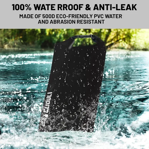 Miniatura 2 de Bolsa seca impermeable, mochila impermeable pequeña negra de 2L/5L/10L/20L/30L/40L, bolsas ligeras flotantes para kayak, canotaje, pesca, natación