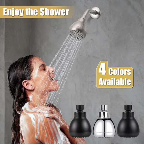 Miniatura 7 de AISOSO Cabezales de ducha de alta presión, cabezales de ducha de 3 pulgadas con rotación de 360 grados y boquillas de silicona para una ducha Níquel