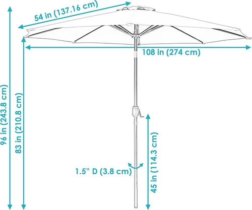 Miniatura 5 de Sunnydaze 9 pies Parasol de Patio de aluminio con inclinación y manivela, Contemporáneo, Beige