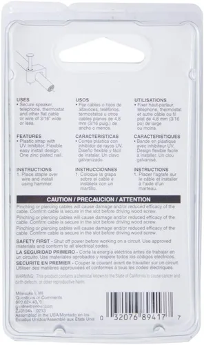 Miniatura 3 de Gardner Bender PSW-160 - Grapa de cable, paquete de 100, color blanco, 100