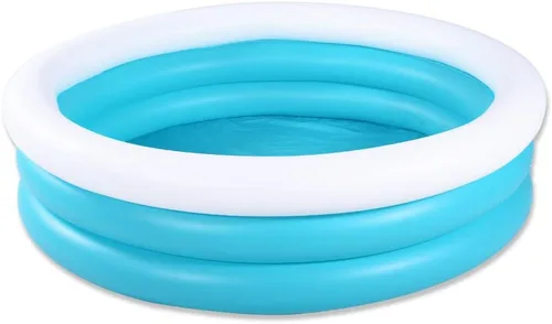 Piscina inflable para niños, piscina de barandilla de 60 x 16 pulgadas de grosor para niños, piscina inflable azul y blanca para juegos de fiesta en