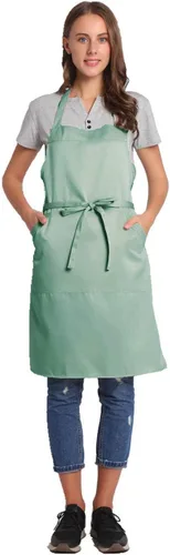 Miniatura 20 de BIGHAS - Delantal ajustable con babero y lazos largos, disponible en 18 colores, ideal para chefs, cocina, hogar, restaurante, mujeres, hombres