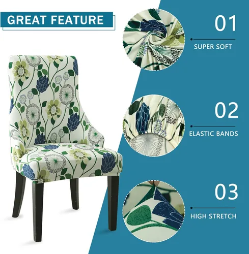 Miniatura 5 de Liykimt Funda elástica para silla lateral con respaldo de ala - Funda para silla de acento con brazo, lavable, silla de comedor tapizada con brazo