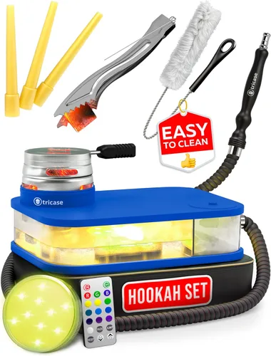 Miniatura 16 de Set portátil de cachimba con todo incluido - Set portátil de cachimba negro para viajes con bolsa plana para cachimba - Kit de cachimba