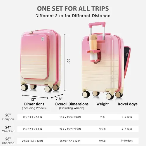 Miniatura 30 de Merax Juego de equipaje rígido ABS expandible de 3 piezas con rueda giratoria Maleta TSA Lock Suit Case, Negro -, Juego de 2 piezas, Equipaje