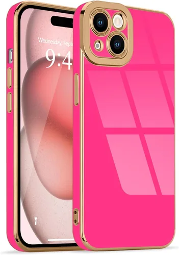 Miniatura 157 de Lafunda Diseñada para iPhone 13 Pro, fundas lujosas con chapado lindo para mujeres y niñas, elegante borde dorado, a prueba de golpes, TPU con funda