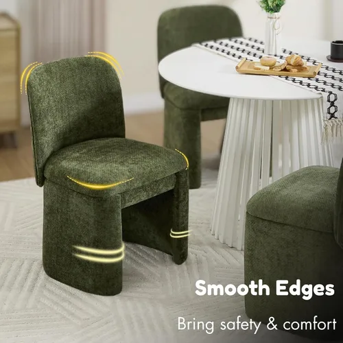 Miniatura 5 de Hyfirm Juego de 4 sillas de comedor tapizadas modernas, sillas de comedor laterales de chenilla, sillas de cocina sin brazos, sillas Parsons