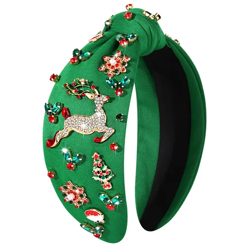 Miniatura 19 de mokkia Diadema de Navidad para Mujeres Accesorios de Navidad Lazo de Navidad Reno Copo de Nieve Diadema Rojo Verde Joyería con Perlas y Pedrería