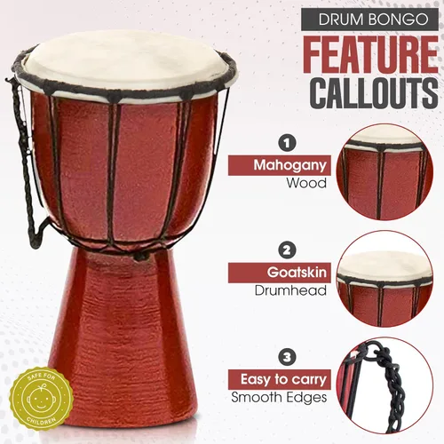 Miniatura 4 de Tambores Djembe Drum Djembe es un tambor de copa cubierto de piel de cabra con cuerda, tocado por manos estilo África occidental (4x8) Diseñado