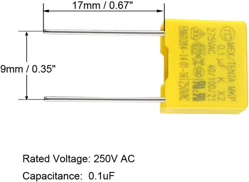 Miniatura 3 de uxcell Condensadores de seguridad de película de polipropileno 0.1uF 275VAC X2 MKP 10 Pcs