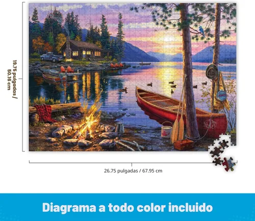 Miniatura 2 de Buffalo Games Rompecabezas de la obra Canoe Lake de Darrell Bush Rompecabezas de 1000 piezas