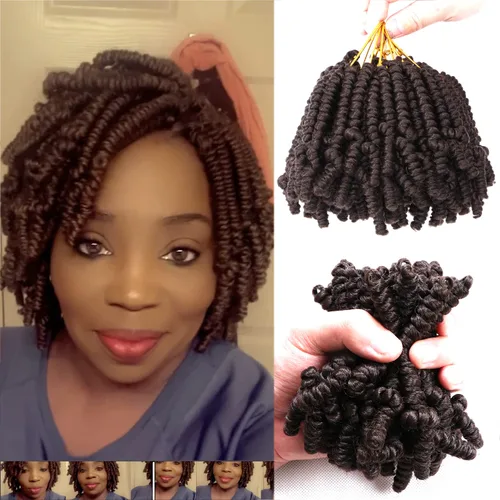 Miniatura 20 de 8 paquetes de cabello corto Bob Spring Twist de ganchillo para niños de 6 pulgadas, cabello de ganchillo pretrenzado estilo Passion Twist para T27#