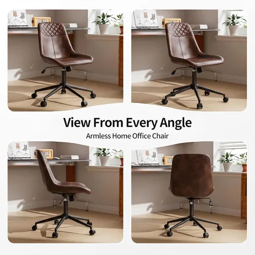Miniatura 9 de DUHOME Silla de oficina moderna de cuero PU Silla de escritorio Silla giratoria para computadora marrón oscuro