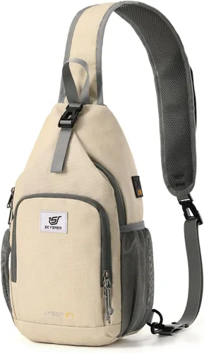 Miniatura 15 de SKYSPER - Mochila de bandolera con bloqueo RFID, mochila de hombro cruzada, para senderismo y viajes, para mujeres y hombres (cian)