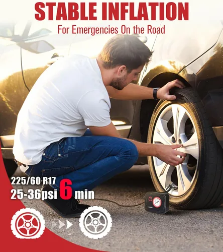 Miniatura 3 de AVID POWER Inflador de neumáticos de 12 V, compresor de aire portátil para automóvil con indicador de pantalla y luz LED, bomba de aire