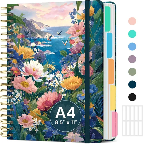 Miniatura 27 de Cuadernos de espiral con tapa dura para el trabajo con divisores y pestañas removibles, de 8.5"x11" con 5 divisiones para tomar notas y organizador
