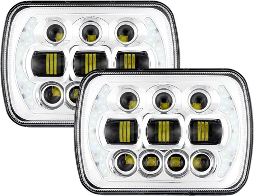 Auxbeam Faro LED de 5 x 7 de haz alto y bajo, 85 W, 7 x 6 pulgadas, con ojos en ángulo DRL, aprobado por DOT, H6054 para Jeep Wrangler Cherokee XJ