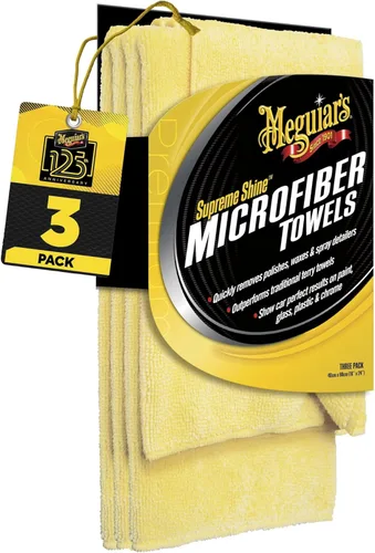 Meguiar's - Toallas de microfibra Supreme Shine, paquete de 3 unidades, color amarillo, X2020