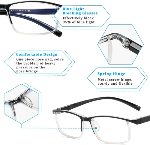 Miniatura 5 de Paquete de 4 lentes de lectura con bloqueo de luz azul para hombres y mujeres, lectores de computadora con bisagras de resorte, antirreflejos/fatiga